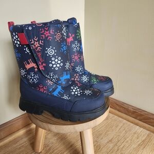 L.L. Bean Kids Snow Boots - Navy with Multicolor Patterns